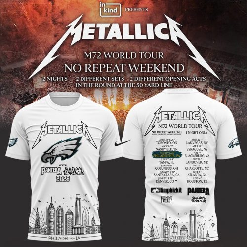 Metallic M72 World Tour x Philadelphia Eagles White Tshirt 2025