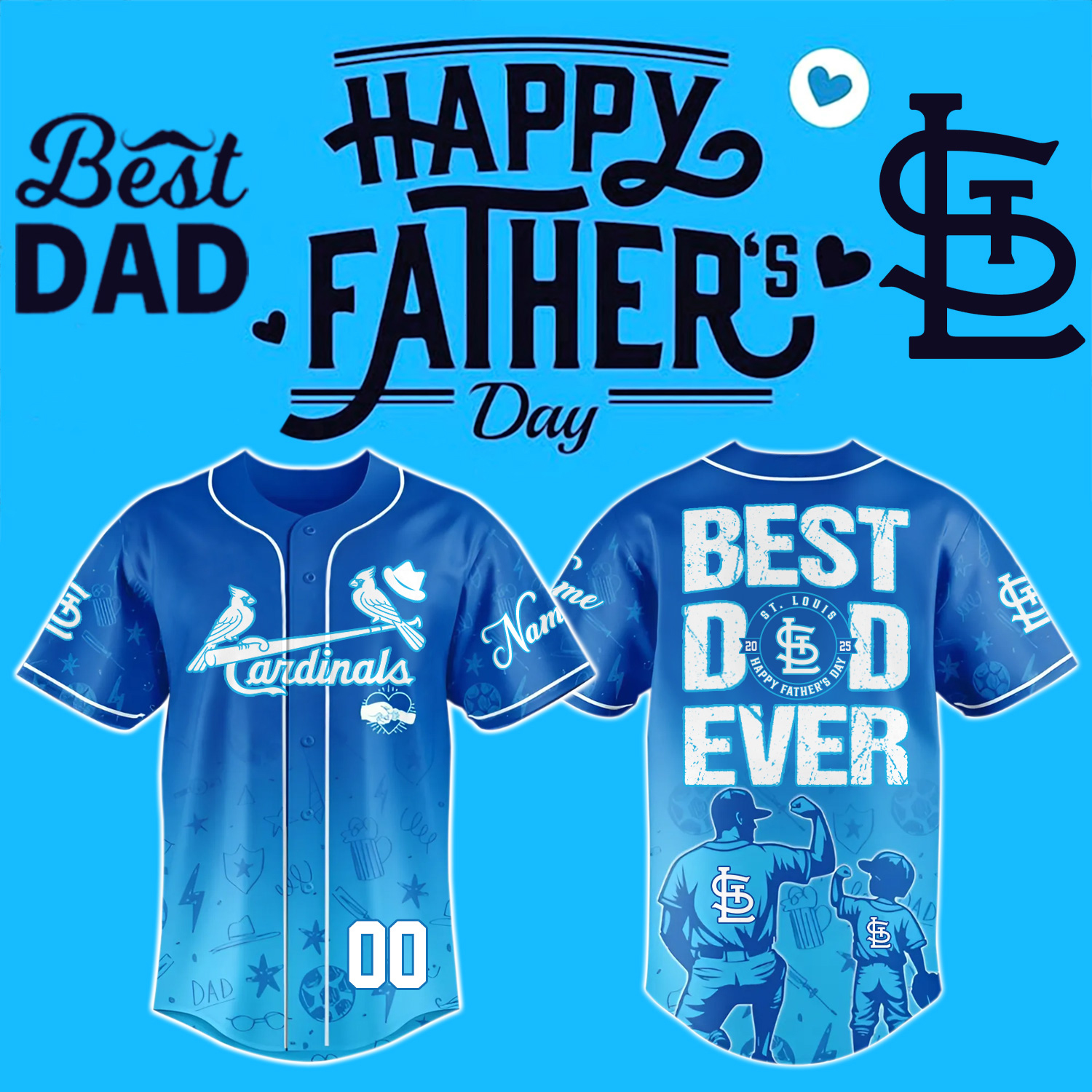Happy Father's Day x St. Louis Cardinals-3D Baseball Jersey Happy Father's Day x St. Louis Cardinals-3D Baseball Jersey