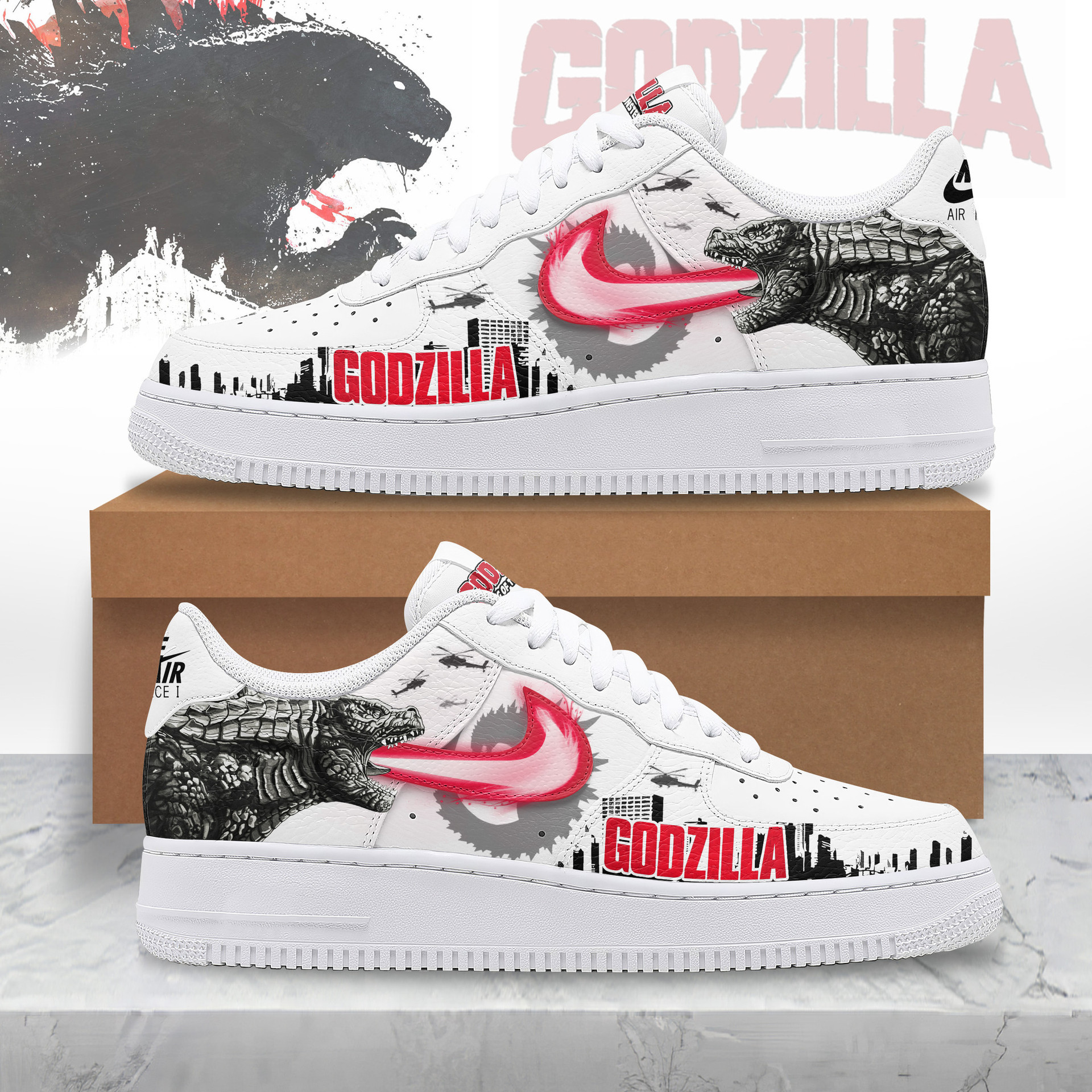 Godzilla Air Force 1 Custom Shoes – Monster Movie Sneakers for Kaiju Fans Godzilla Air Force 1 Custom Shoes – Monster Movie Sneakers for Kaiju Fans