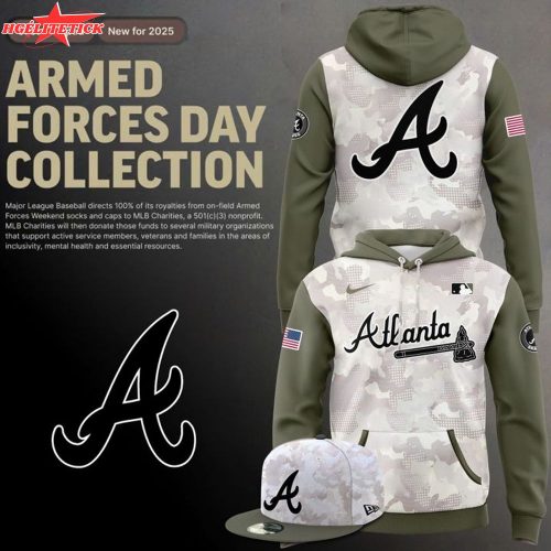 Atlanta Braves Armed Forces Day 2025 Hoodie – Military Beige Olive Style