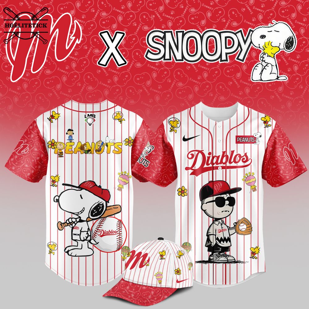 Diablos Rojos del México Snoopy Jersey & Cap – 2025 Cute Limited Set Diablos Rojos del México Snoopy Jersey & Cap – 2025 Cute Limited Set