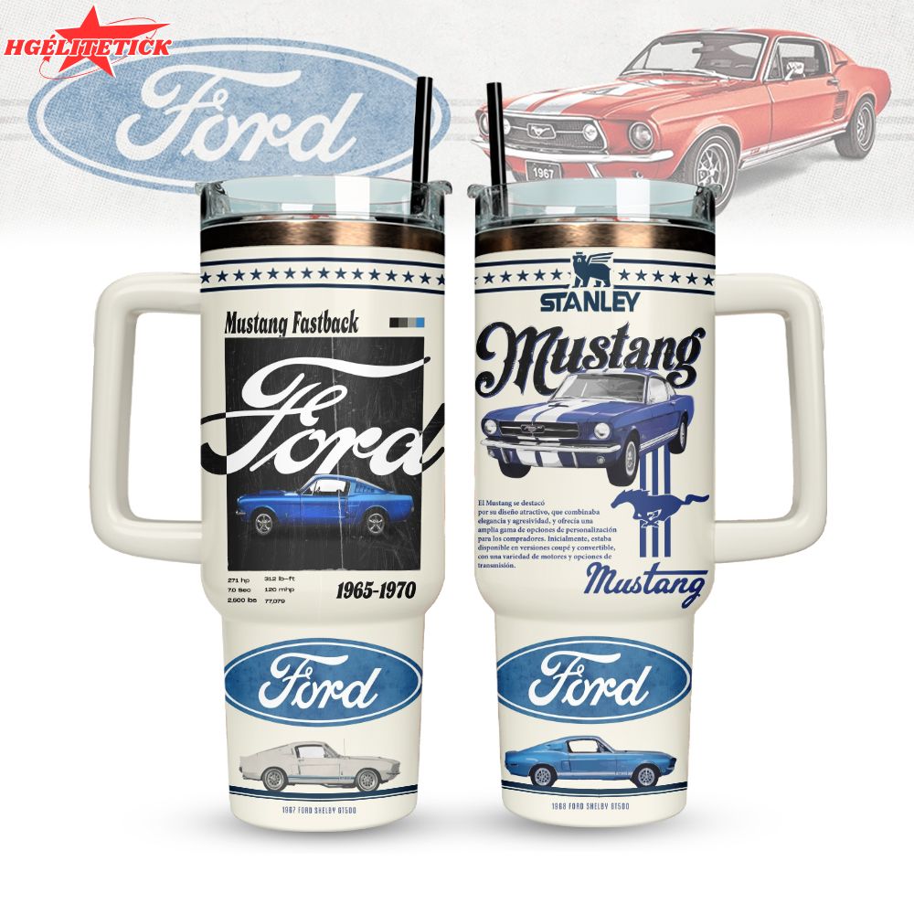Ford Mustang Custom Stanley Quencher 40oz Stainless Steel Tumbler With Handle Ford Mustang Custom Stanley Quencher 40oz Stainless Steel Tumbler With Handle
