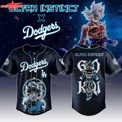 Goku Ultra Instinct x Dodgers 2025 Jersey – Limit Break Anime Baseball Shirt