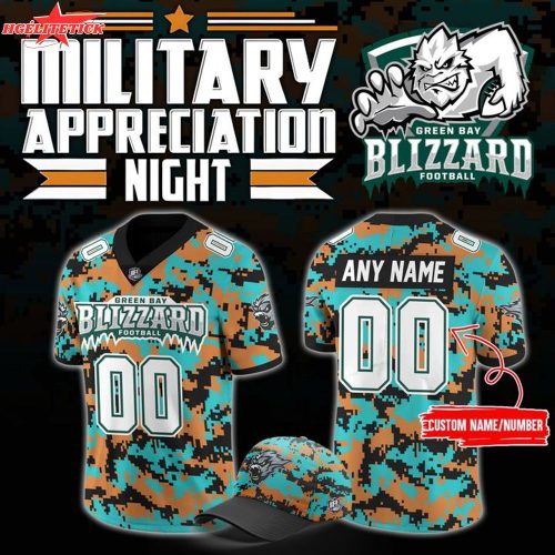 Green Bay Blizzard Military Nights Football Jersey 2025 – IFL Special Edition