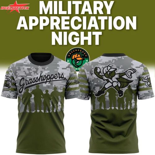 Greensboro Grasshoppers Military Day T-Shirt 2025 – Limited Baseball Event Tee