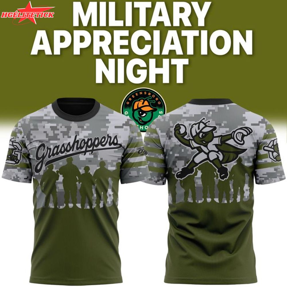 Greensboro Grasshoppers Military Day T-Shirt 2025 – Limited Baseball Event Tee Greensboro Grasshoppers Military Day T-Shirt 2025 – Limited Baseball Event Tee