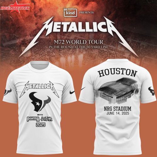 Houston Texans x Metallica Tour 2025 White T-Shirt – Rock NFL Crossover