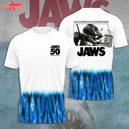 Jaws 50th Anniversary 3D T-Shirt – “You’ll Never Go Into the Water Again” Tee