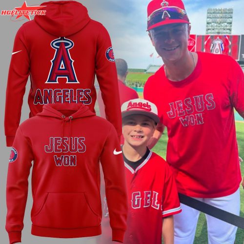 LA Angels x Jesus Won 2025 Red Hoodie