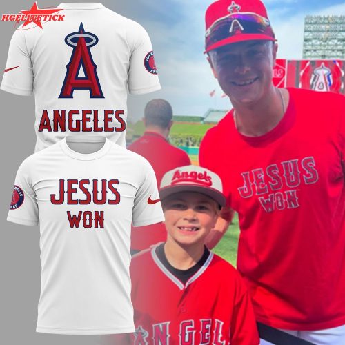 LA Angels x Jesus Won 2025 White Tshirt
