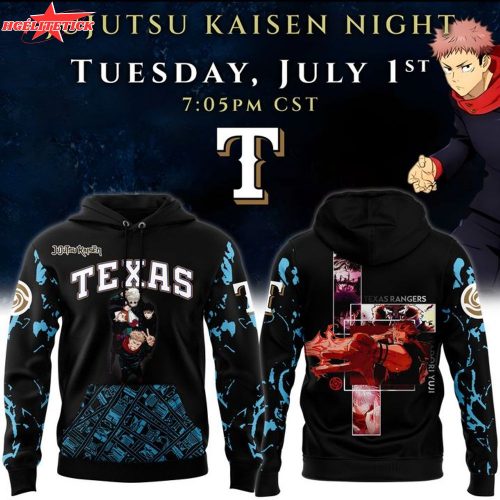 Limited Premium Edition Jujutsu Kaisen Night x Texas Rangers 2025 Pullover Hoodie