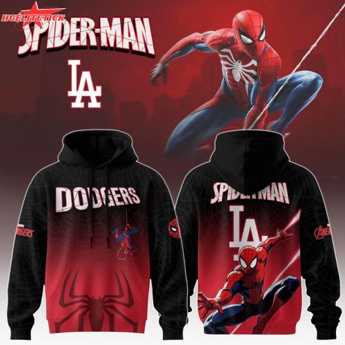 Los Angeles Dodgers x Spider-Man Game Night Hoodie 2025 – Superhero Baseball Hoodie