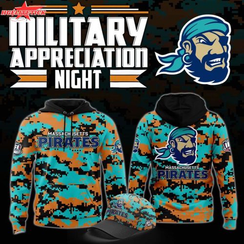 Massachusetts Pirates Military Nights Hoodie 2025 – Indoor Football Military Tribute