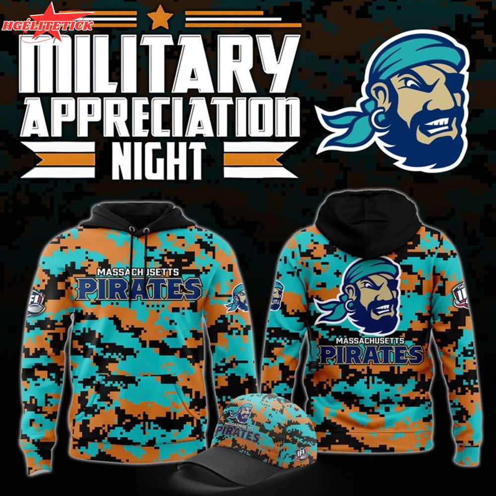 Massachusetts Pirates Military Nights Hoodie 2025 – Indoor Football Military Tribute Massachusetts Pirates Military Nights Hoodie 2025 – Indoor Football Military Tribute