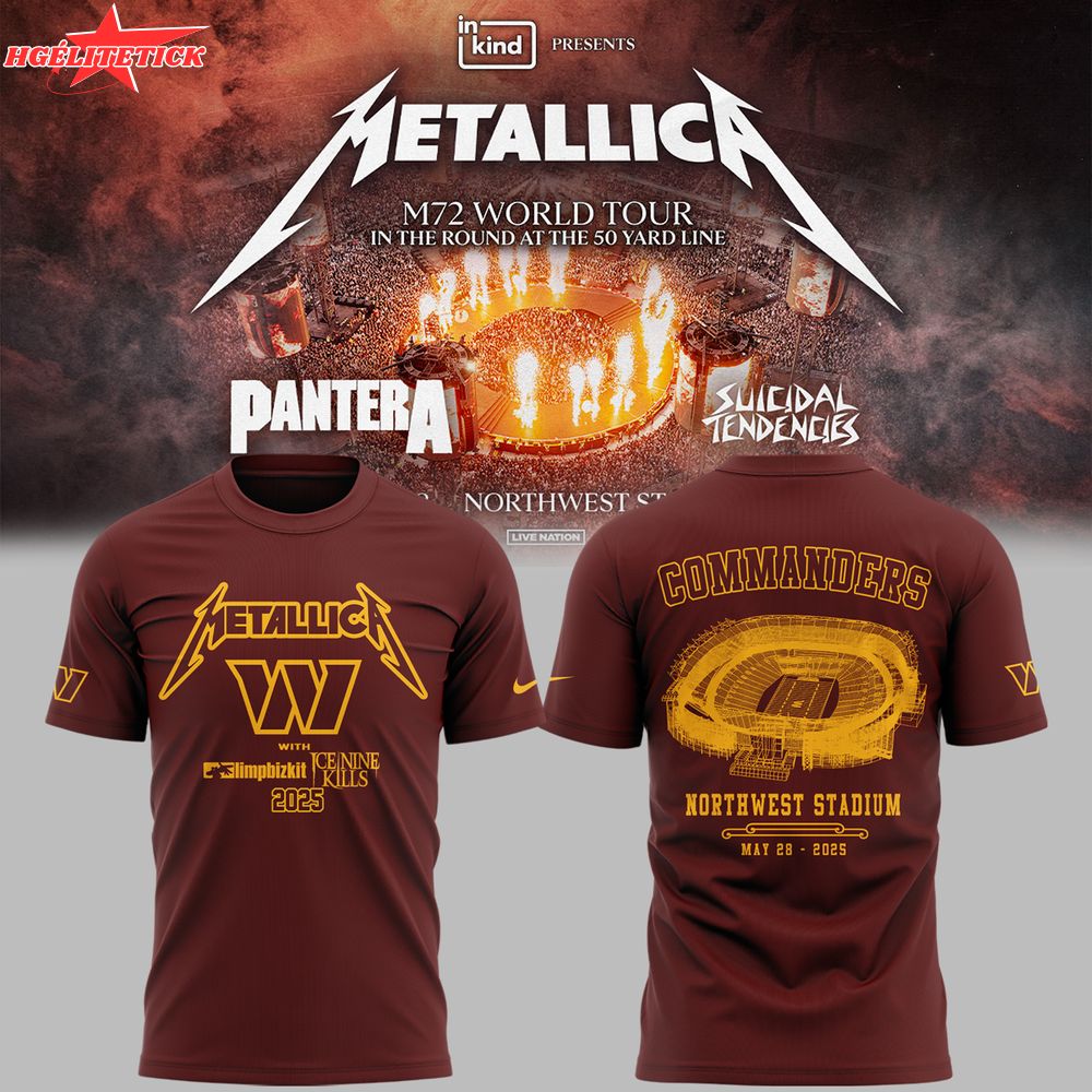 Metallic M72 World Tour x Washington Commanders Tshirt 2025 Metallic M72 World Tour x Washington Commanders Tshirt 2025