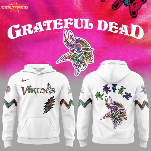 Minnesota Vikings Grateful Dead Night White Hoodie – New 2025 Version