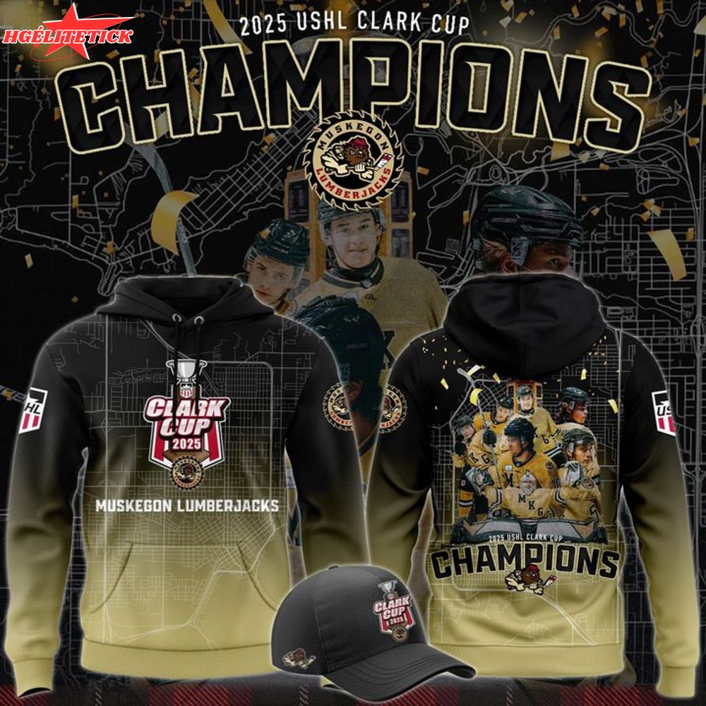 Muskegon Lumberjacks 2025 USHL Clark Cup Champions Hoodie – Hockey Victory Gear Muskegon Lumberjacks 2025 USHL Clark Cup Champions Hoodie – Hockey Victory Gear