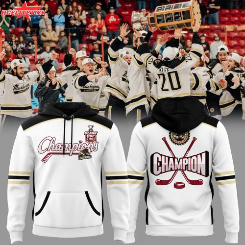 Muskegon Lumberjacks Clark Cup Champions 2025 White Hoodie – Ice Hockey Apparel