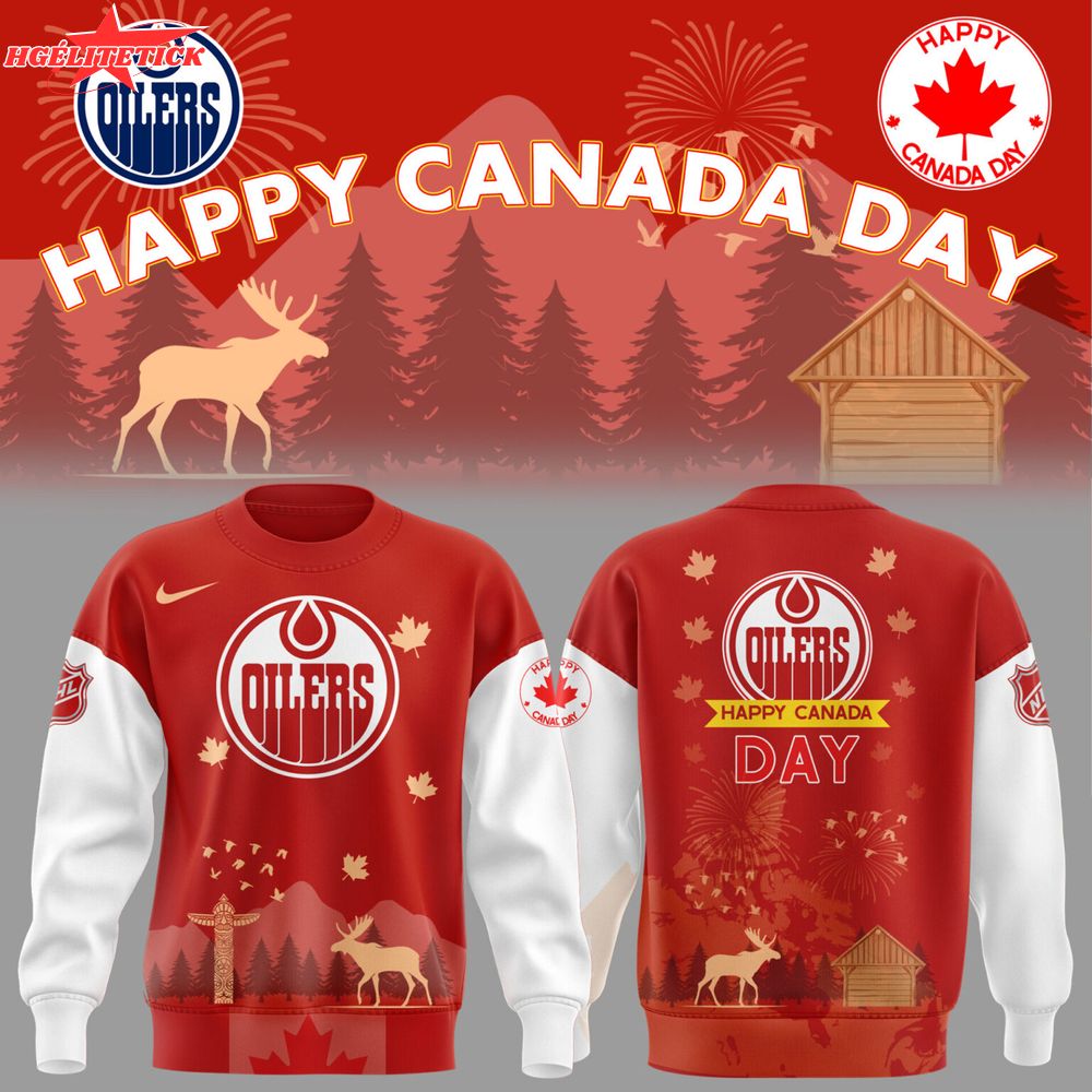 Oilers x Happy Canada Day 2025 Sweatshirt Oilers x Happy Canada Day 2025 Sweatshirt