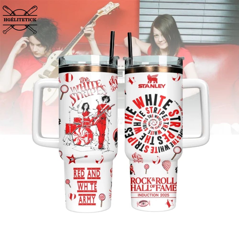 The White Stripes x Rock & Roll Hall of Fame Stanley Tumbler – 40oz Custom Fan Mug The White Stripes x Rock & Roll Hall of Fame Stanley Tumbler – 40oz Custom Fan Mug
