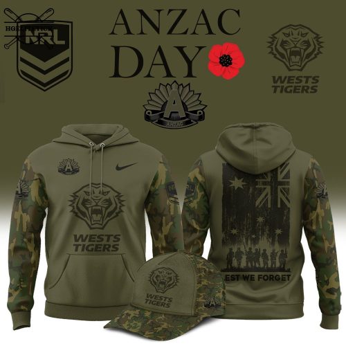 Wests Tigers 2025 ANZAC Day Tribute Rugby Jersey