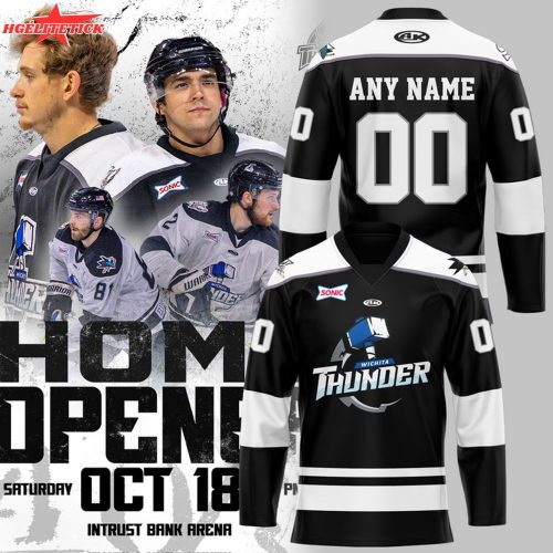 Wichita Thunder 2025 Black & White Hockey Jersey – Custom Fan Gear