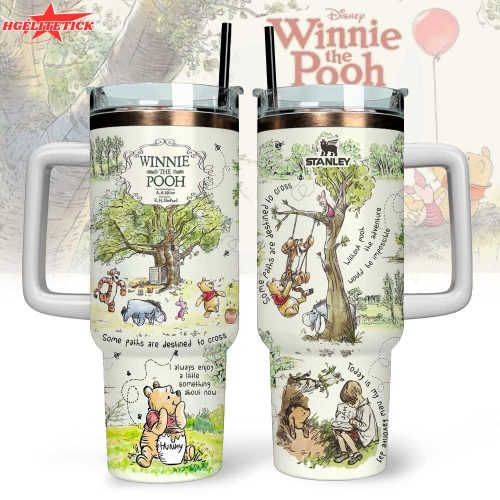 Winnie The Pooh Custom Stanley Quencher 40oz Stainless Steel Tumbler With Handle