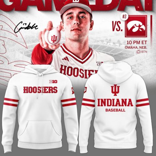 New Uniform Indiana Hoosiers Baseball White Hoodie