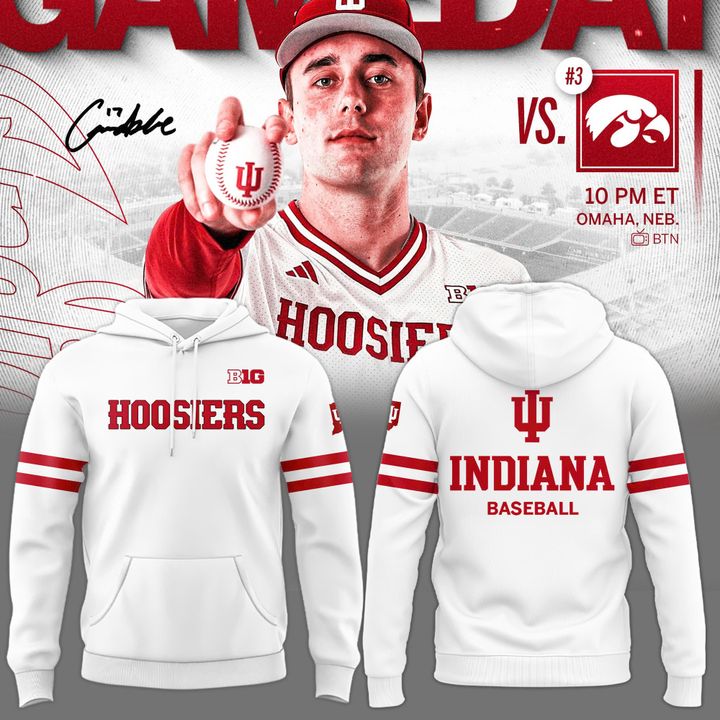 New Uniform Indiana Hoosiers Baseball White Hoodie New Uniform Indiana Hoosiers Baseball White Hoodie