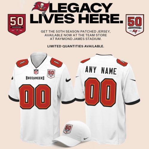 Tampa Bay Buccaneers Celebrate the legacy of 50 Seasons Football Jersey 2025 White