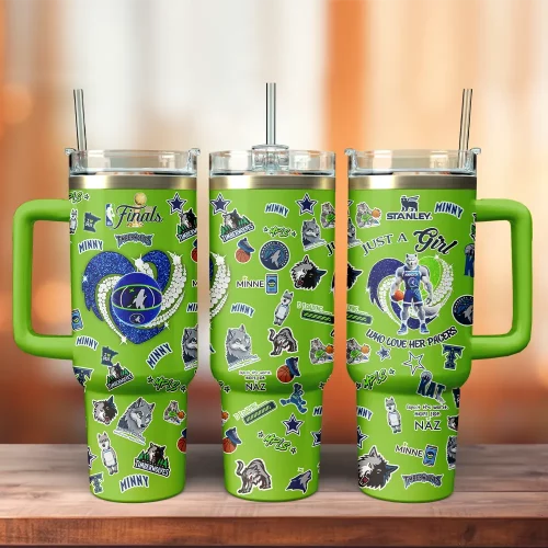 Minnesota Timberwolves NBA Custom Stanley Quencher 40oz Stainless Steel Tumbler With Handle