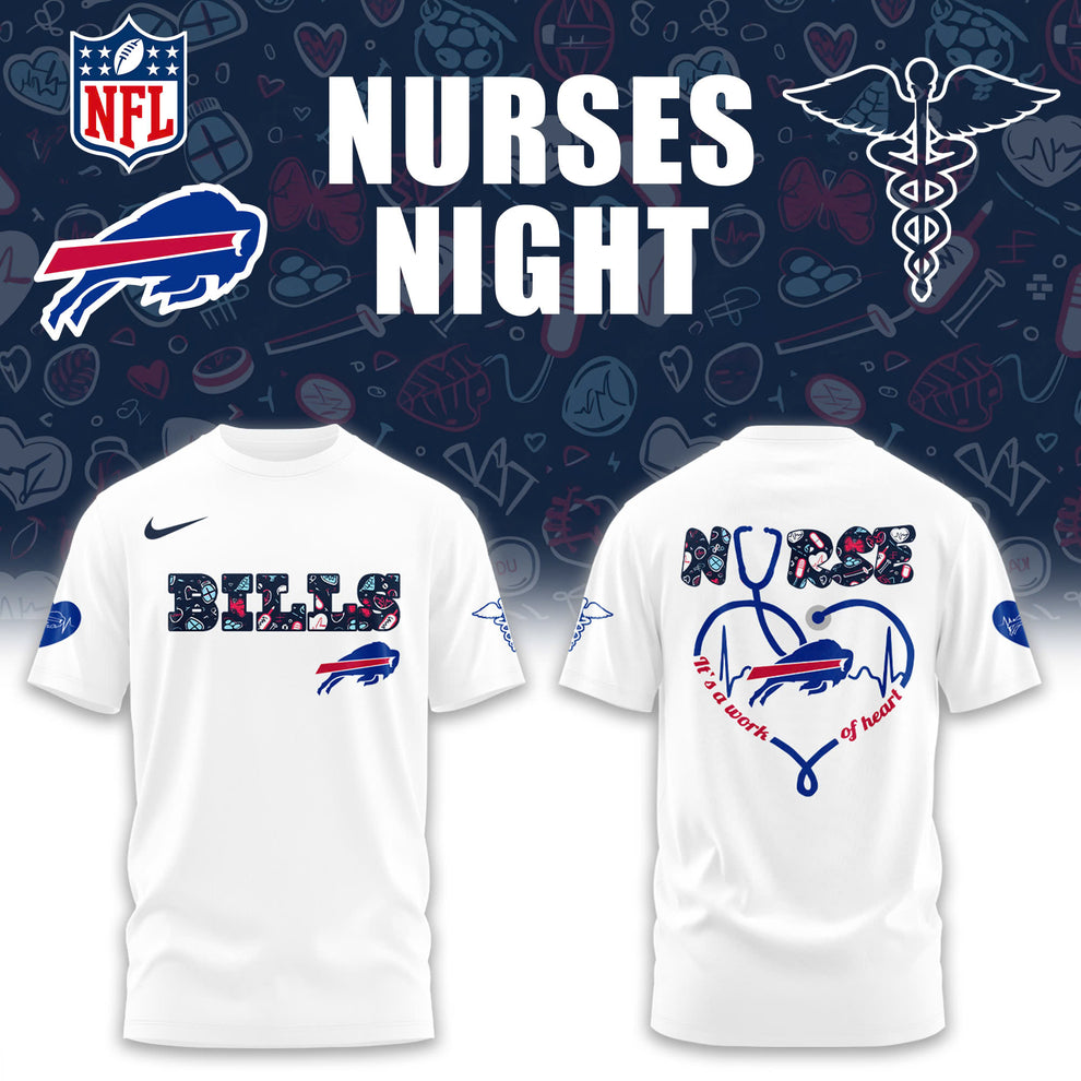 Buffalo Bills Nurses Night Combo White T-Shirt – 2025 Edition Buffalo Bills Nurses Night Combo White T-Shirt – 2025 Edition