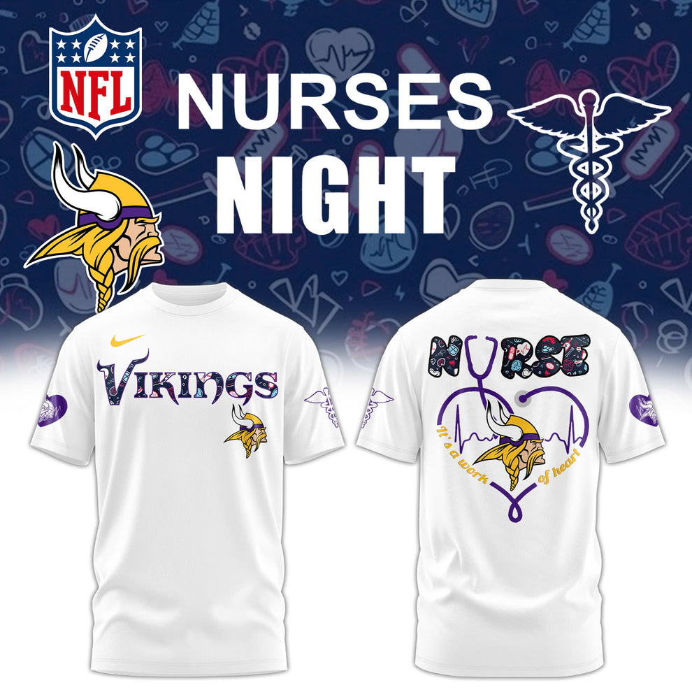 Minnesota Vikings Nurses Night Combo White T-Shirt – 2025 Special Minnesota Vikings Nurses Night Combo White T-Shirt – 2025 Special