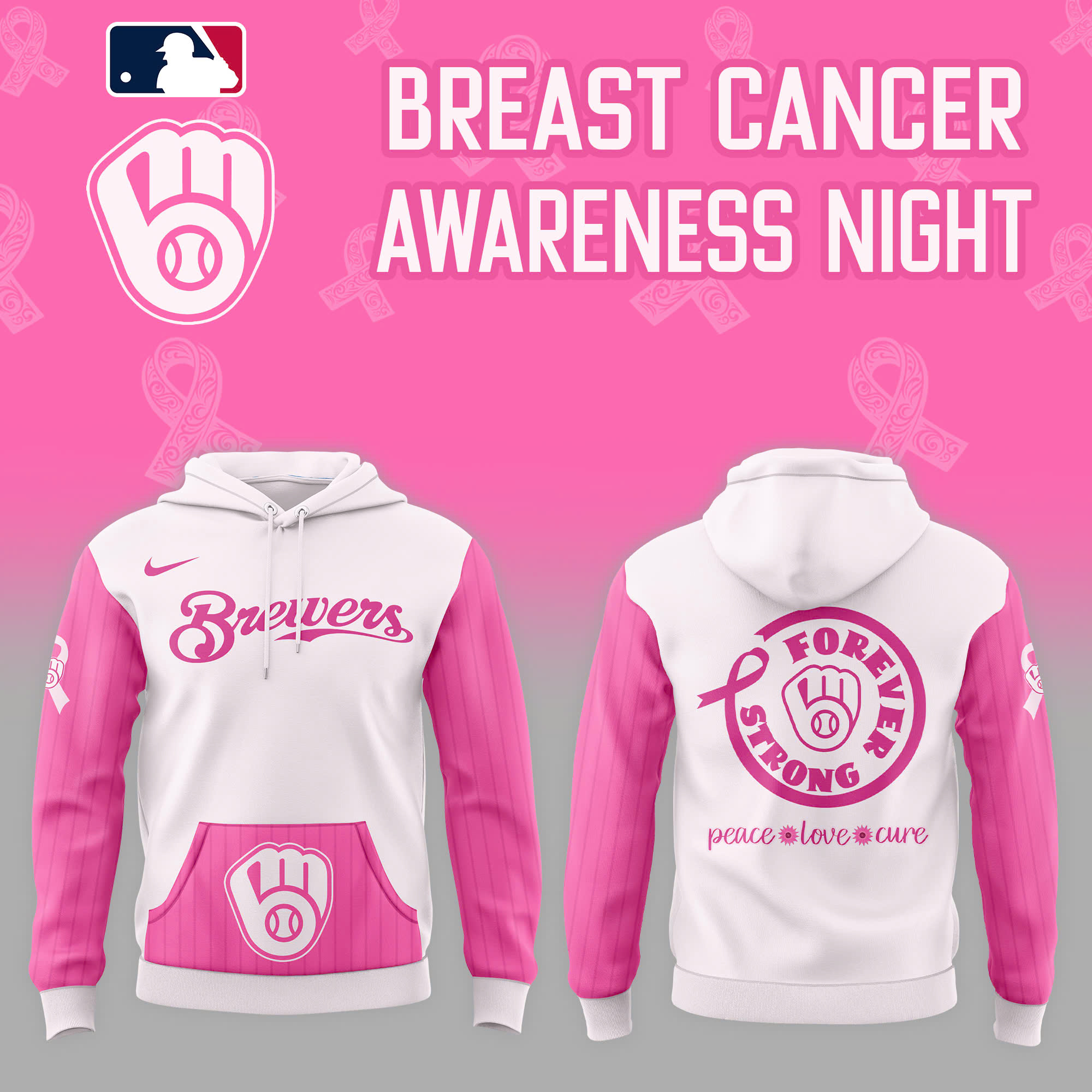 Milwaukee Brewers Cancer Awareness Day Hoodie Milwaukee Brewers Cancer Awareness Day Hoodie