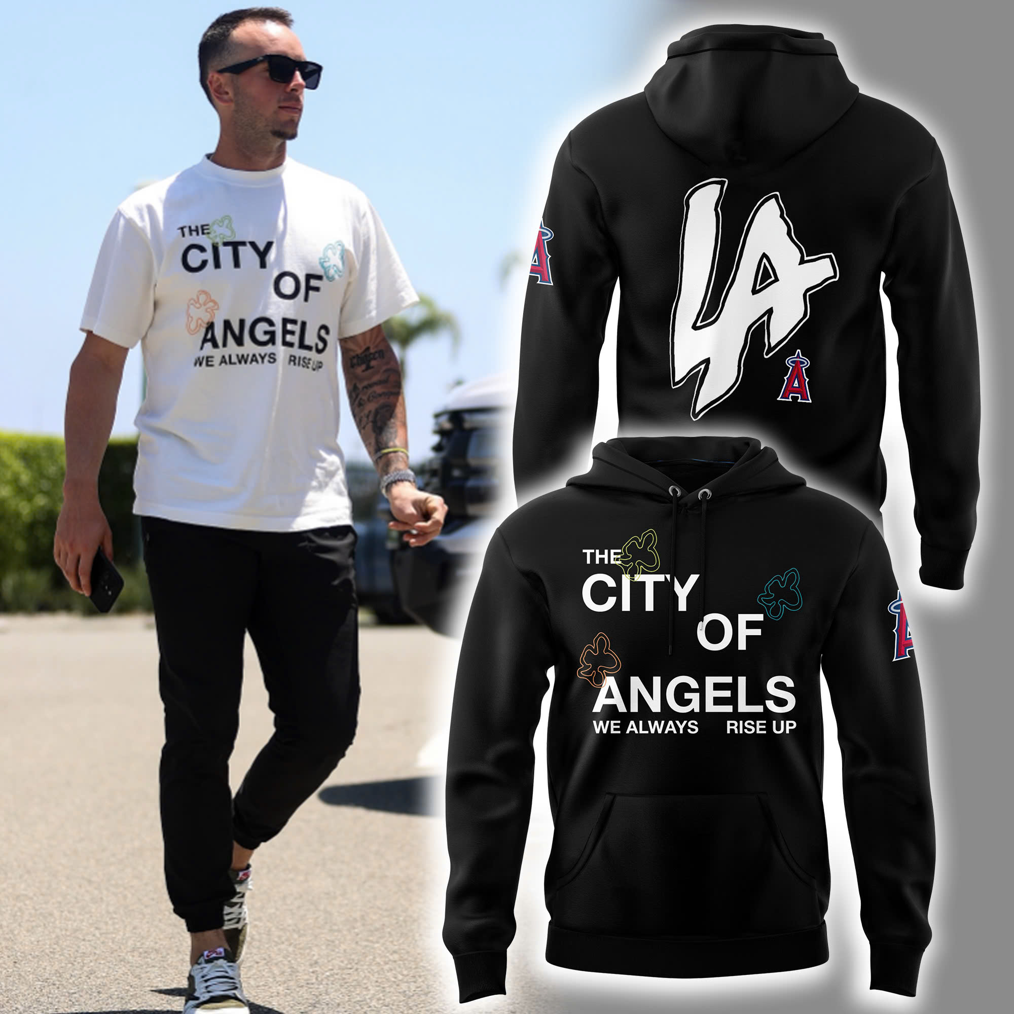 LA Angels “The city of Angel” Combo Black Hoodie LA Angels “The city of Angel” Combo Black Hoodie