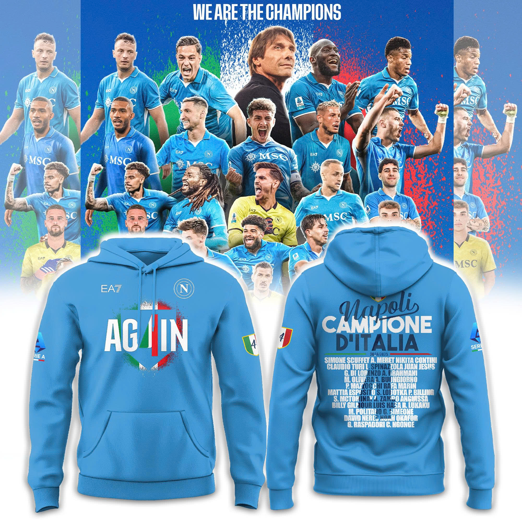 SSC Napoli Campioni d’Italia Hoodie 2024/2025 SSC Napoli Campioni d’Italia Hoodie 2024/2025
