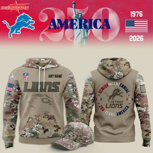 2026 Limited Premium Edition Detroit Lions x 250 years America x Flag Day Pullover Hoodie