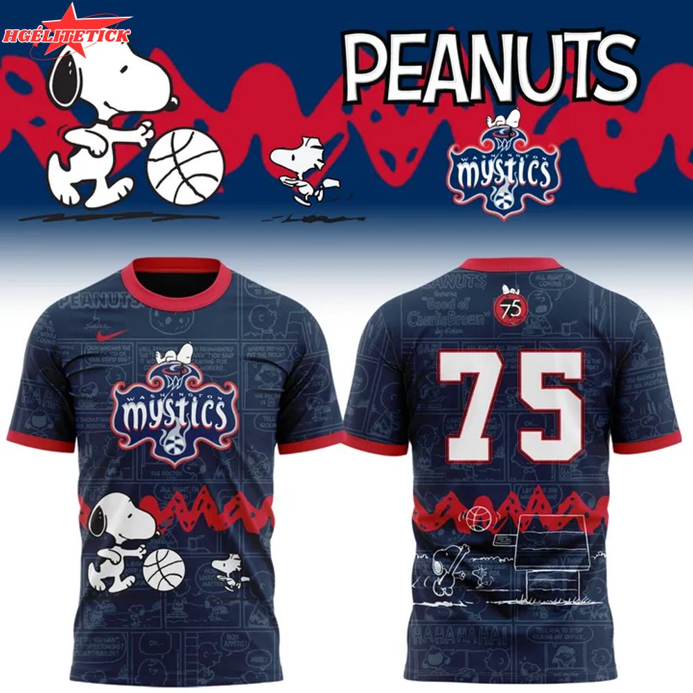 Special Edition Washington Mystics Celebrating 75 Years Of Peanuts T-Shirt 2025 Special Edition Washington Mystics Celebrating 75 Years Of Peanuts T-Shirt 2025