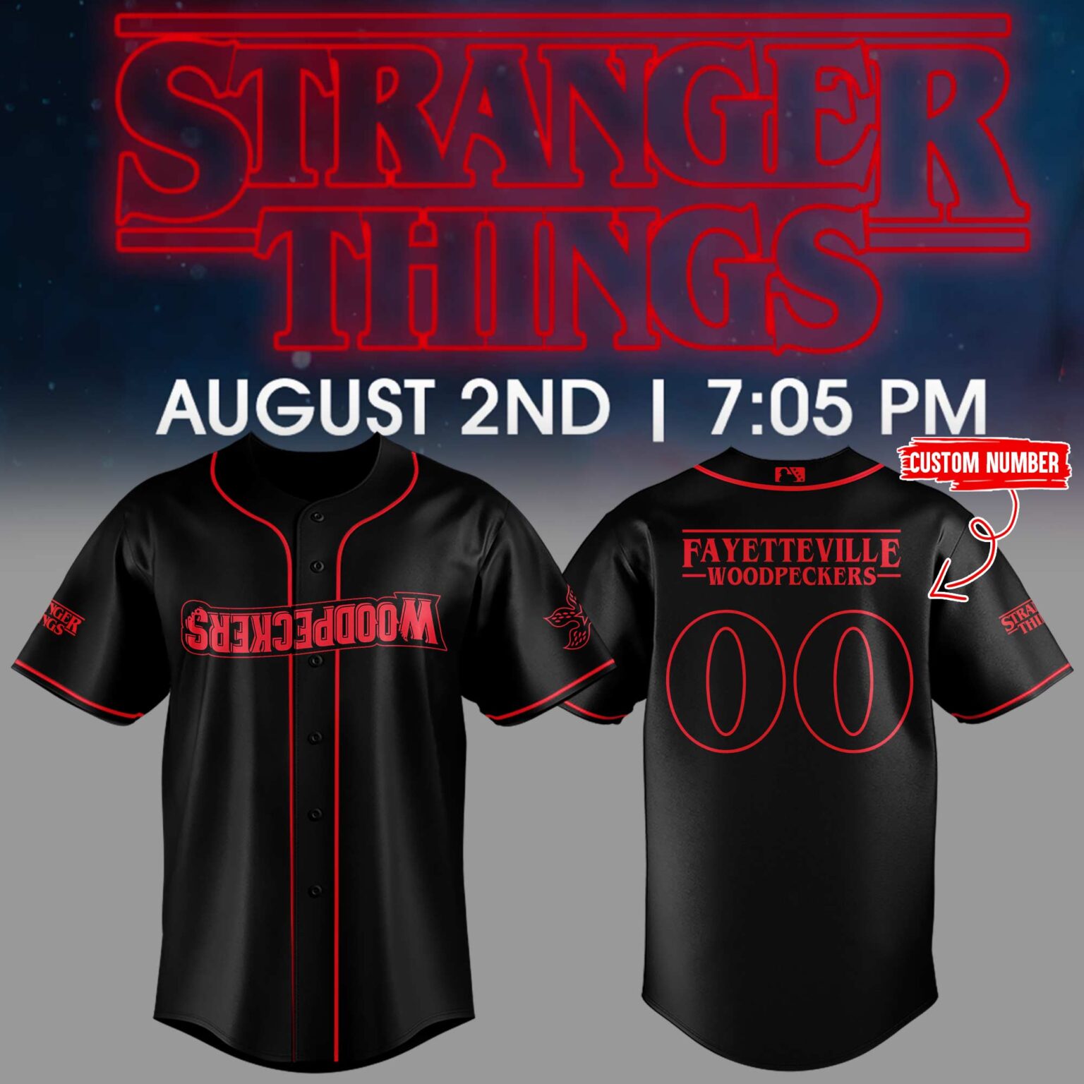 Limited Edition Woodpeckers Stranger Things Night Jersey Limited Edition Woodpeckers Stranger Things Night Jersey