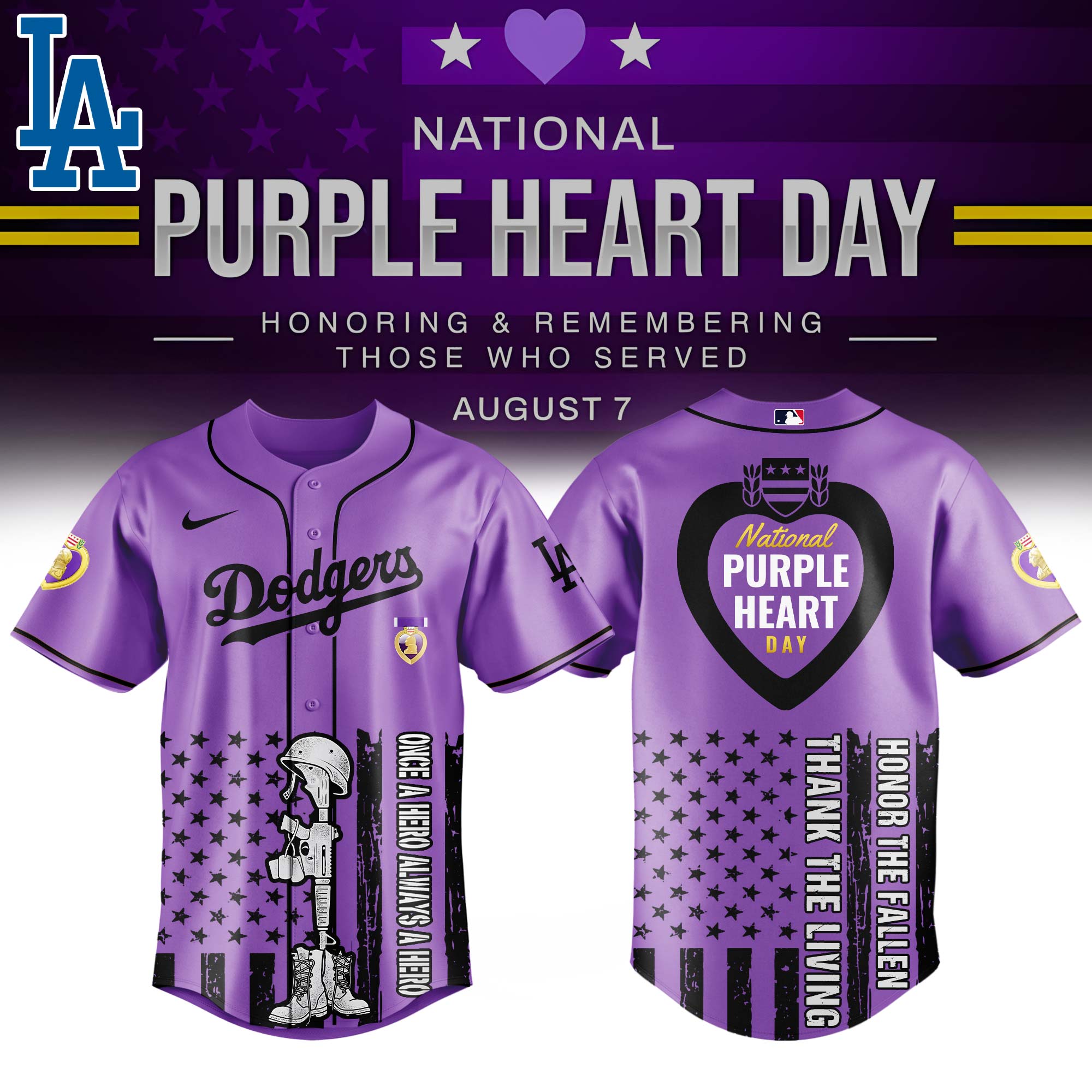 LA Dodgers x Purple Heart Day Jersey Limited Edition LA Dodgers x Purple Heart Day Jersey Limited Edition