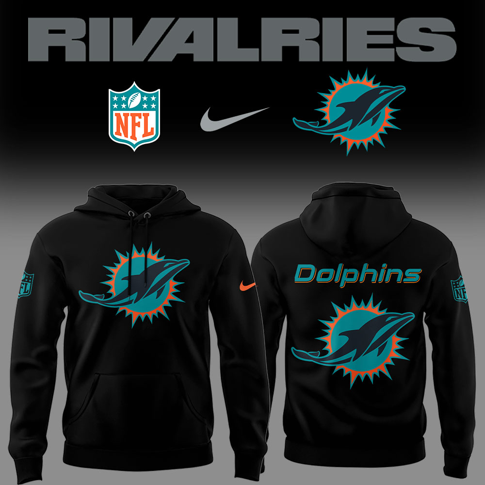 Limited Edition Dolphins Football Rivalries Teaser Logo Black Hoodie Limited Edition Dolphins Football Rivalries Teaser Logo Black Hoodie