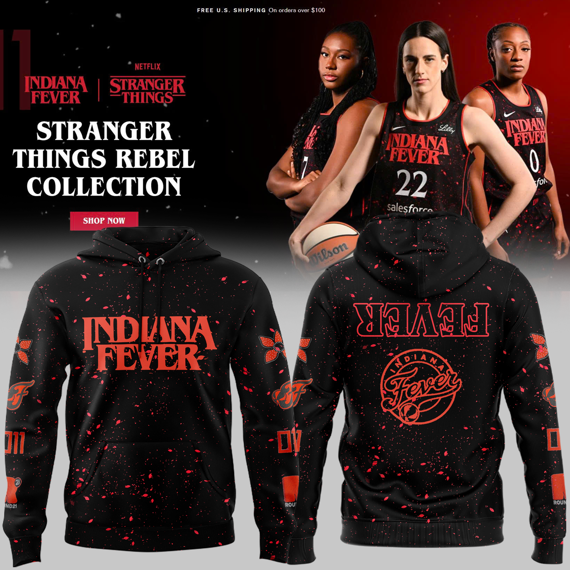 Indiana Fever Stranger Things Rebel Swingman Limited Edition Hoodie Indiana Fever Stranger Things Rebel Swingman Limited Edition Hoodie