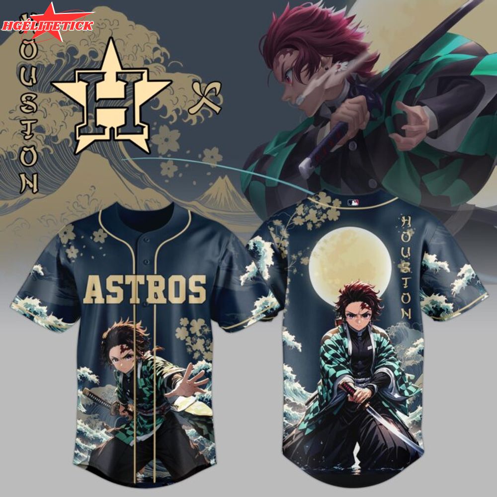 Houston Astros x Wave Breathing Demon Slayer Baseball Jersey Houston Astros x Wave Breathing Demon Slayer Baseball Jersey