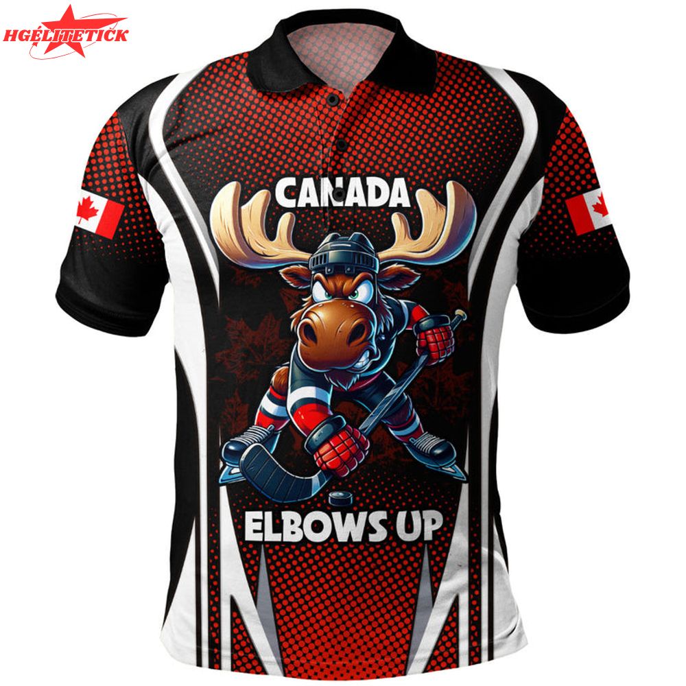 Canada Polo Shirt Fight Ready Moose Canada Hockey Attitude Canada Polo Shirt Fight Ready Moose Canada Hockey Attitude