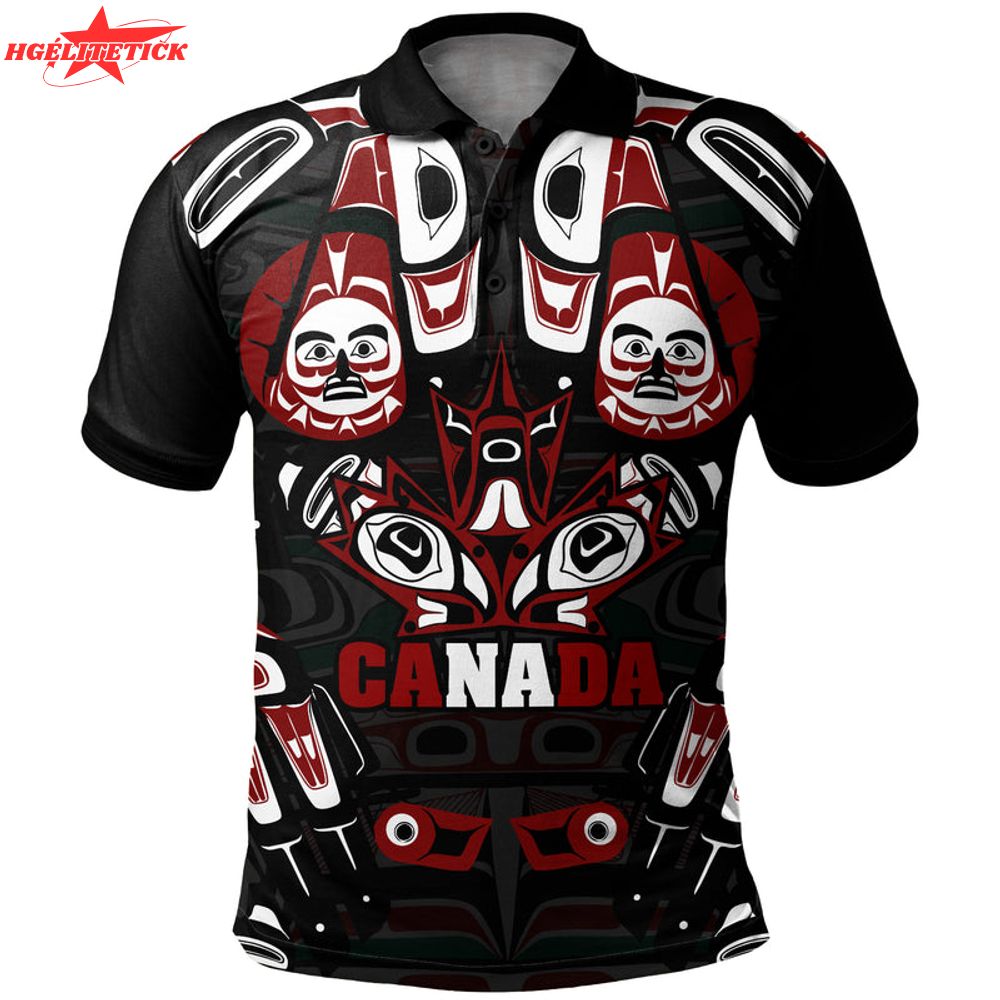 Canada Polo Shirt Haida Heritage Maple Canada Polo Shirt Haida Heritage Maple