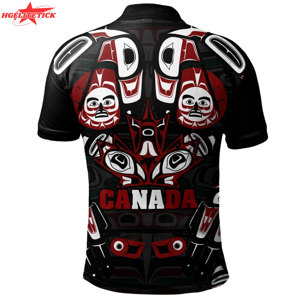 Canada Polo Shirt Haida Heritage Maple Canada Polo Shirt Haida Heritage Maple