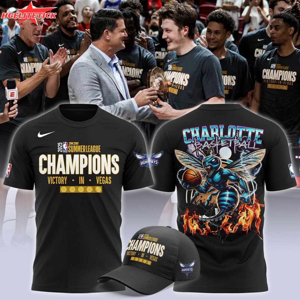 Charlotte Hornets 2025 NBA Summer League champions T-shirt Charlotte Hornets 2025 NBA Summer League champions T-shirt