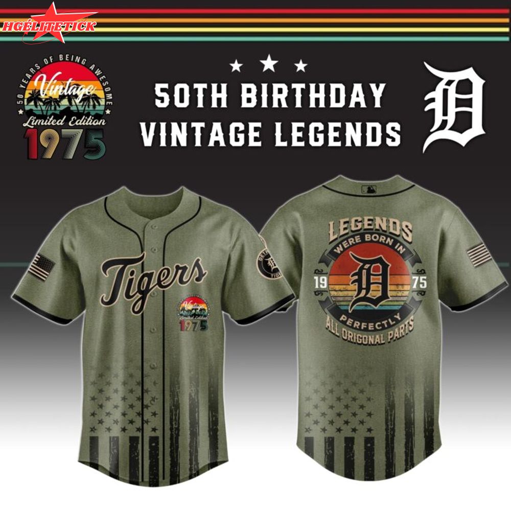 Detroit Tigers x 50th Birthday Vintage Legends Mashup Usa Design Baseball Jersey Detroit Tigers x 50th Birthday Vintage Legends Mashup Usa Design Baseball Jersey