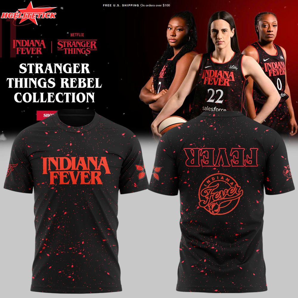 Indiana Fever Stranger Things Rebel Swingman Limited Edition Black Tshirt Indiana Fever Stranger Things Rebel Swingman Limited Edition Black Tshirt