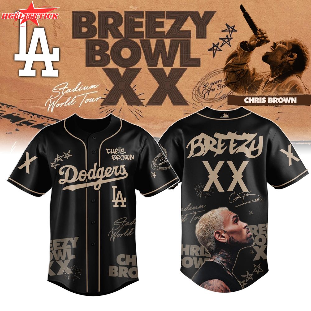 LA Dodgers x Chris Brown Breezy Bowl XX World Tour 2025 Jersey Editions Limited Black LA Dodgers x Chris Brown Breezy Bowl XX World Tour 2025 Jersey Editions Limited Black